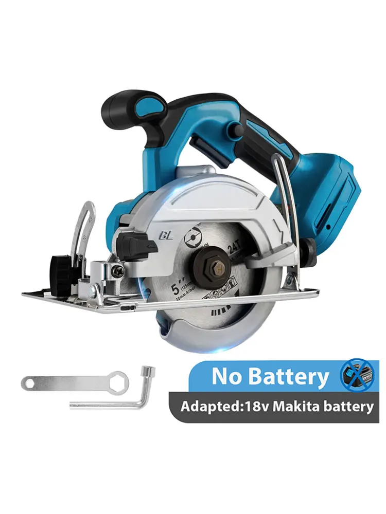 5-Zoll bürstenlose elektrische Kreissäge, kabellose Handkreissäge 0-45° °   Einstellbares Holzbearbeitungs-Gartenwerkzeug für Makita-Akku