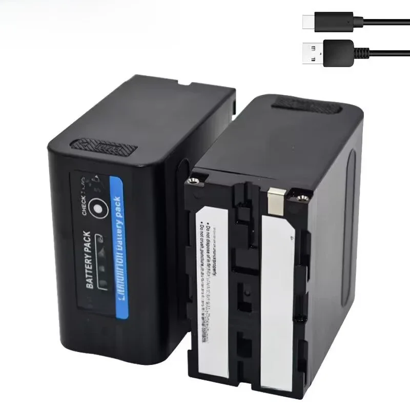 Wyjście USB 10000mAh NP F970 NP-F980 F960 F970 Bateria ze wskaźnikiem LED dla Sony F960 F550 F570 F750 F770 MC1500C 190P — zdjęcie 2