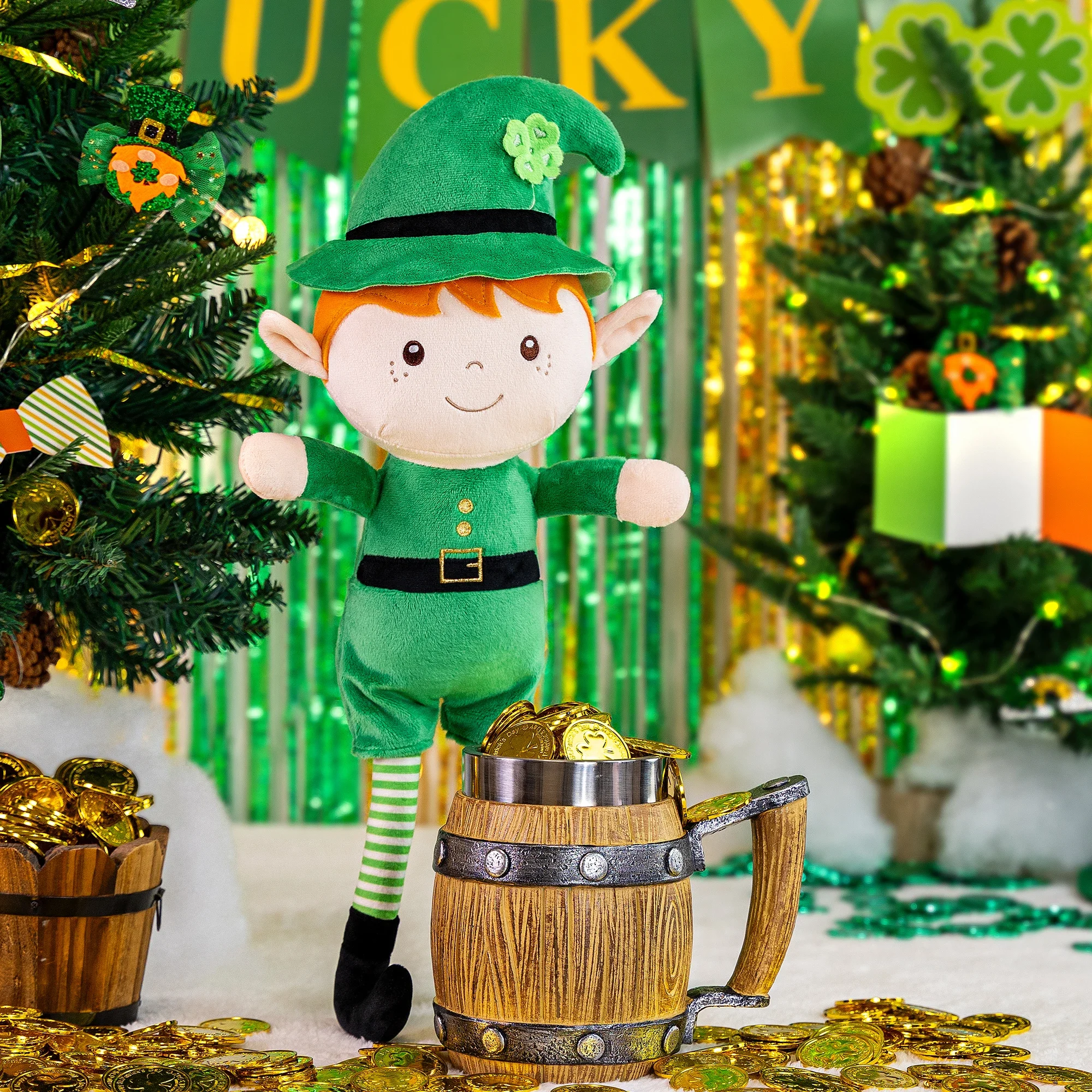 Gloveleya Plüsch puppen Saint Patrick's Day Geschenke weiche irische Segen Puppe Shamrock wünscht Plüsch Elf Baby Geschenke