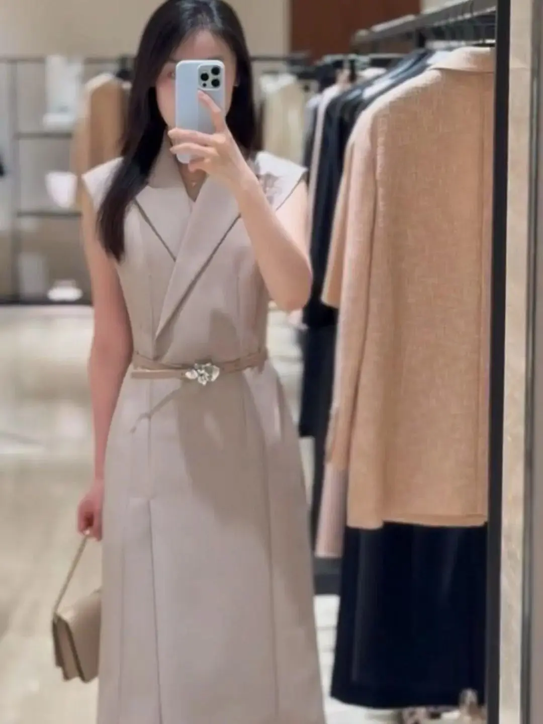 سيدة الأعمال الأنيقة فستان من الصوف أوائل الخريف مع حزام #2