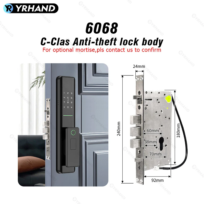 YRHAND A1 Auto-Lock Digital Electronic Ttlock Lock Biometric Fingerprint Tuya Wifi Smart Door Lock Remote for Google home Aleax