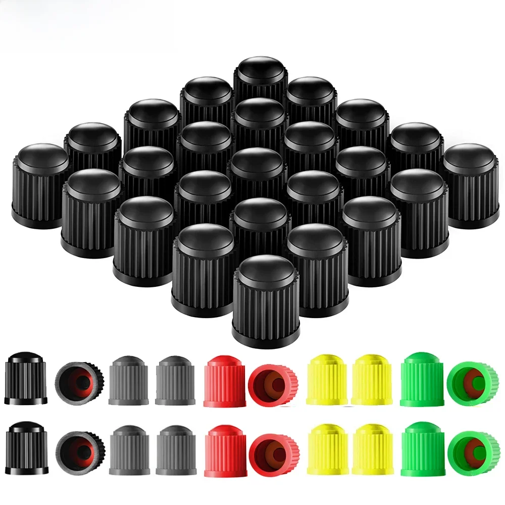 10/25/50/100 pièces bouchons de Valve de pneu, couvercles anti-poussière de tige de pneu de voiture en plastique bouchons de Valve universels pour voitures, vélos, camions, motos