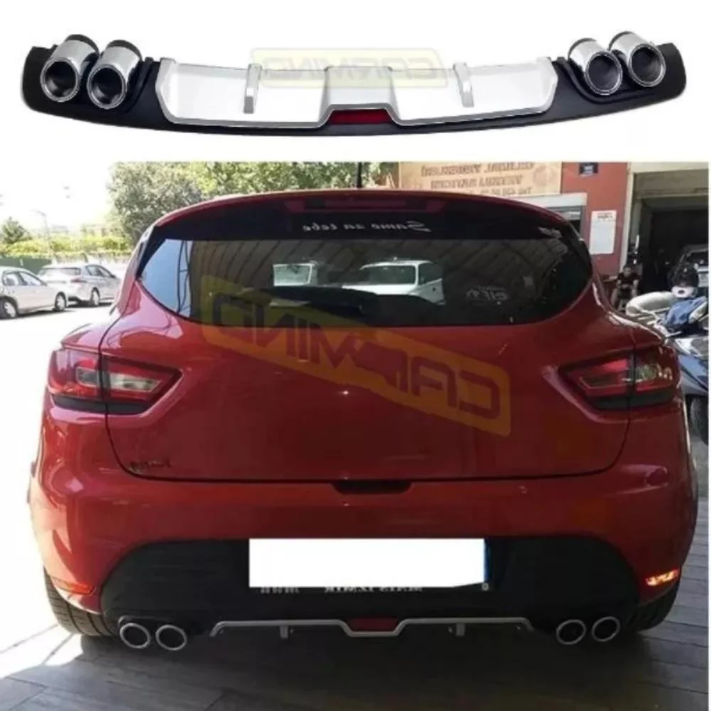 Car Rear Bumper Diffuser for Renault Clio MK4 Black ABS Plastic Car-Styling Spoiler Deflector Body Kit Splitter Lip Professional