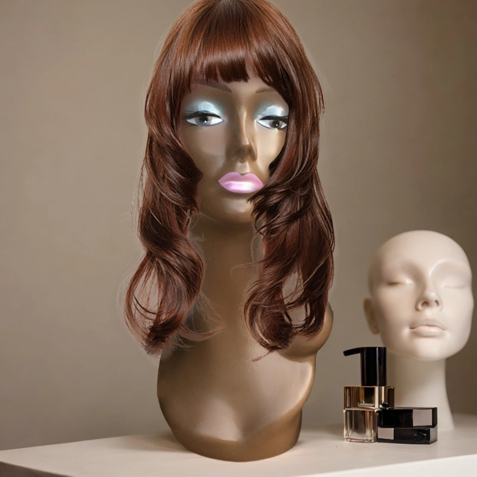 رأس عارضة أزياء للنساء مع إكسسوار للكتف، خفيف الوزن ومحمول، حامل عرض مجوهرات للاستخدام الشخصي للحلاقة #4