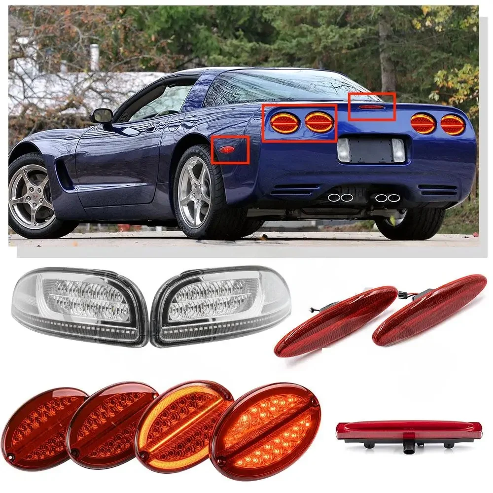 Kit de mise à niveau LED pour Chevrolet Corvette C5 1997-2004, feu de position latéral avant et arrière, feu de frein arrière, feu de plaque d'immatriculation de stationnement