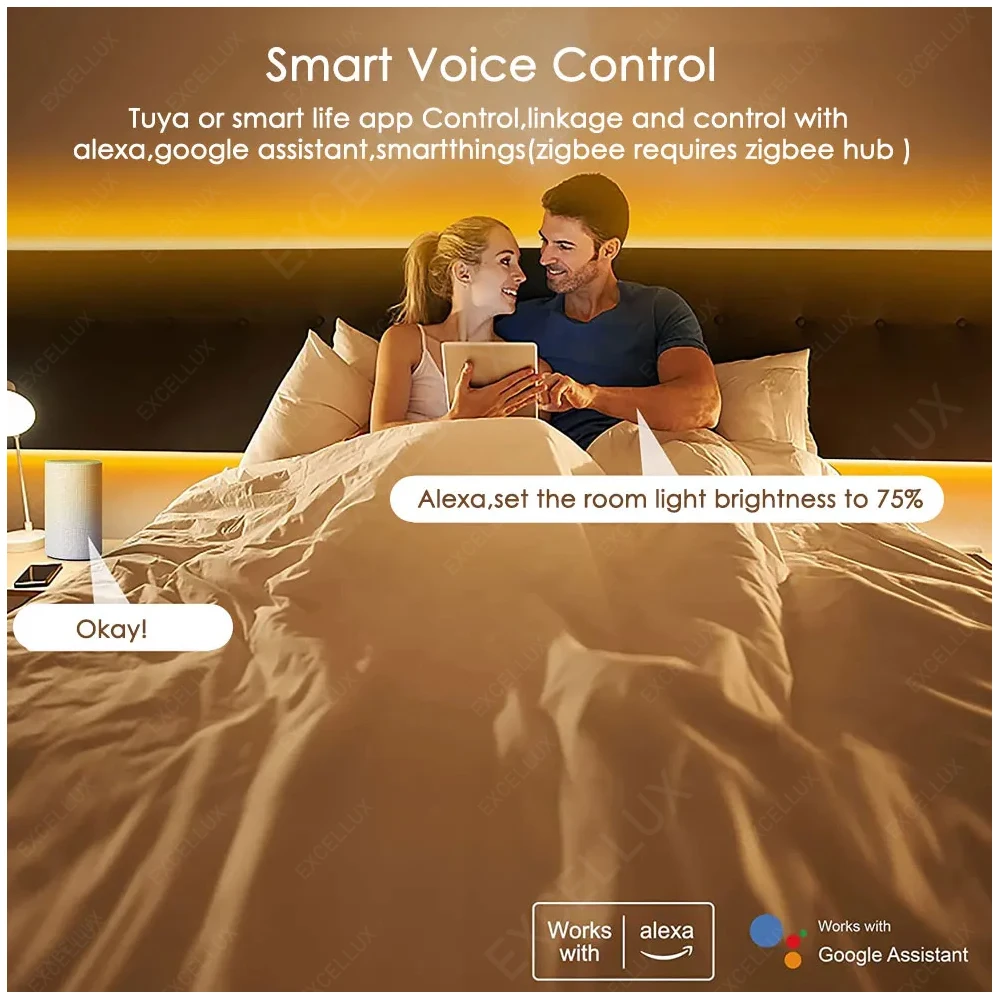 Zigbee Smart COB Светодиодные ленты с регулируемой яркостью Tuya WiFi Alexa Google Assistant Control Гибкая светодиодная лента Декор комнаты