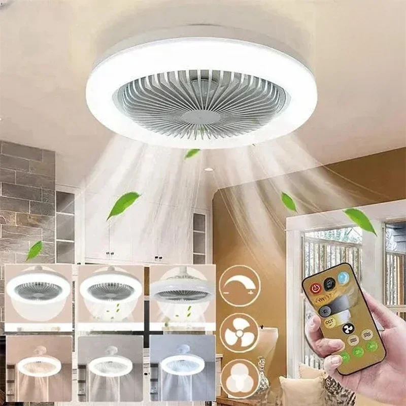 3In1 Deckenventilator mit Beleuchtungslampe, E27-Konvertersockel mit Fernbedienung für Schlafzimmer,