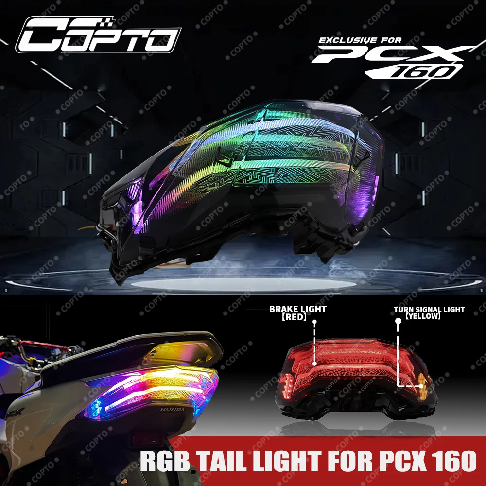 RGB LED Tail Light for PCX160 2021–2024 Motorcycle Rear Light Waterproof Multi-Mode Upgrade