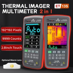 Kamera termowizyjna TOOLTOP ET13S 192*192 9999 zliczeń Multimetr 2 w 1 Kamera termowizyjna z obiektywem makro do kontroli termowizyjnej PCB Pipeline