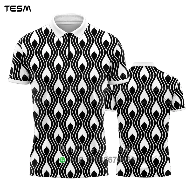 TESM New POLO Shirt Men Summer Sports V-neck T-shirt Street Trendy Short Sleeve 3D HD Print T-shirt