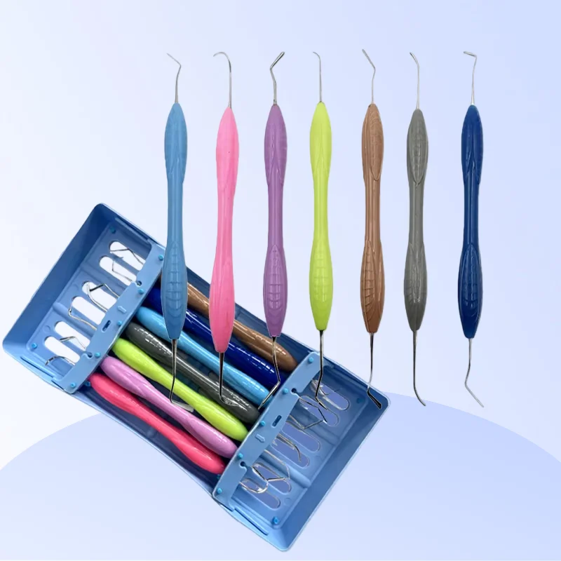

5/7Pcs Dental Composite Resin Filling Spatulas Aesthetic Restoration Set with Disinfection Box Autoclavable Dental Instrument
