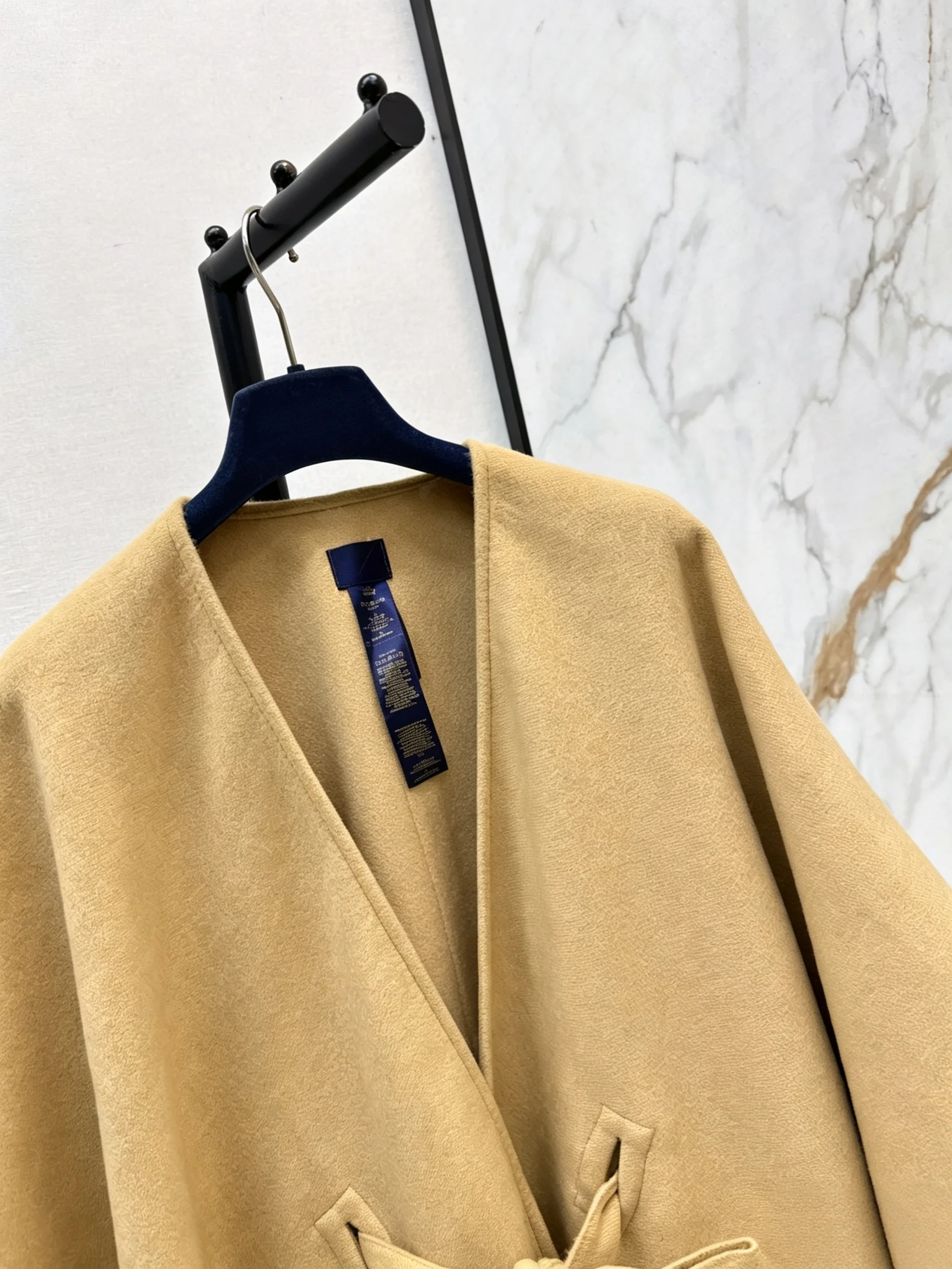 2026 Women Cape Coat Open Front Tie Large Shawl Poncho Double Weave Pattern Irregular Draping Wool Shawl Outerwear