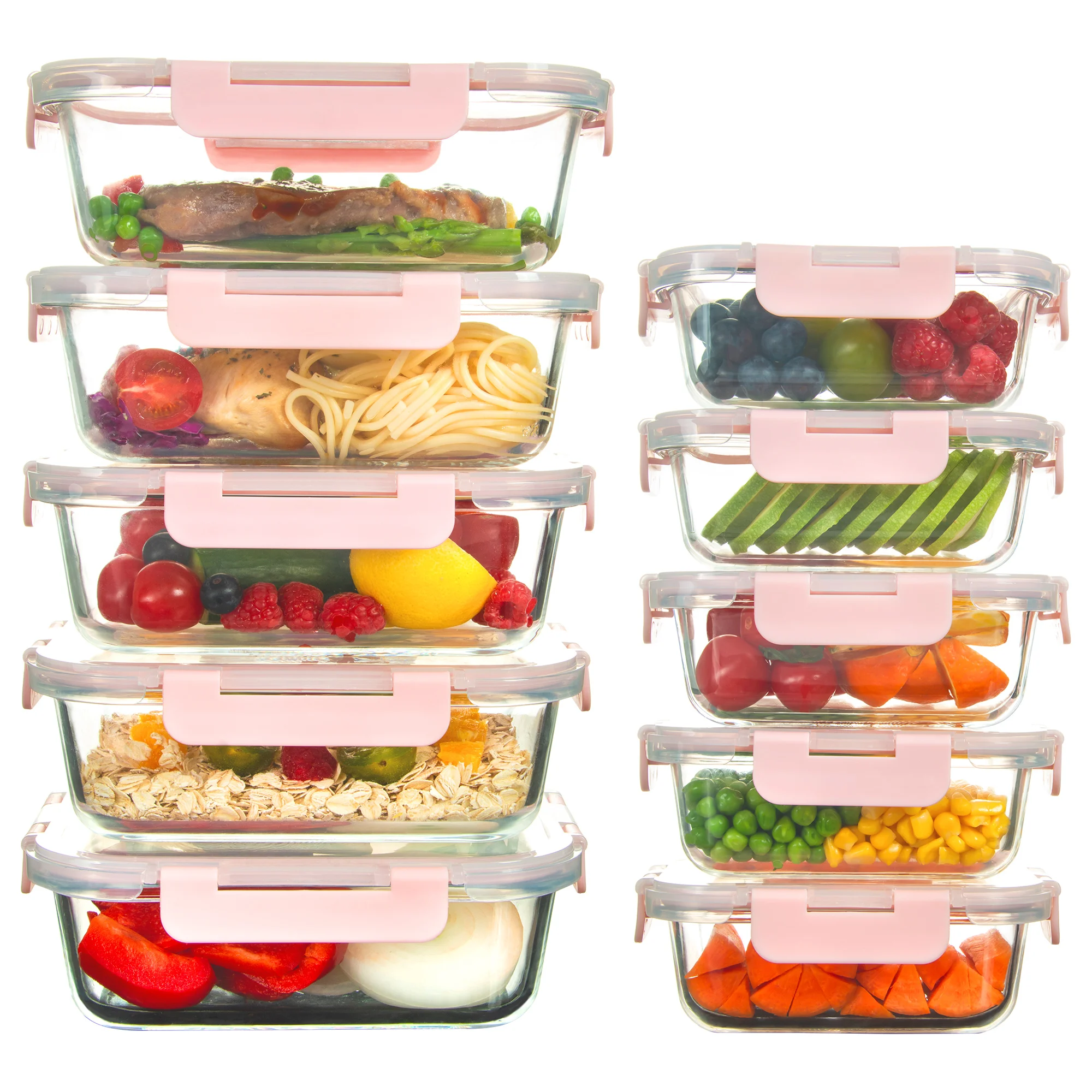 

10 Packs Glass Meal Prep Containers, Glass Food Storage Containers with Lids, Airtight Glass Lunch Bento Boxes, Microwave, Freez