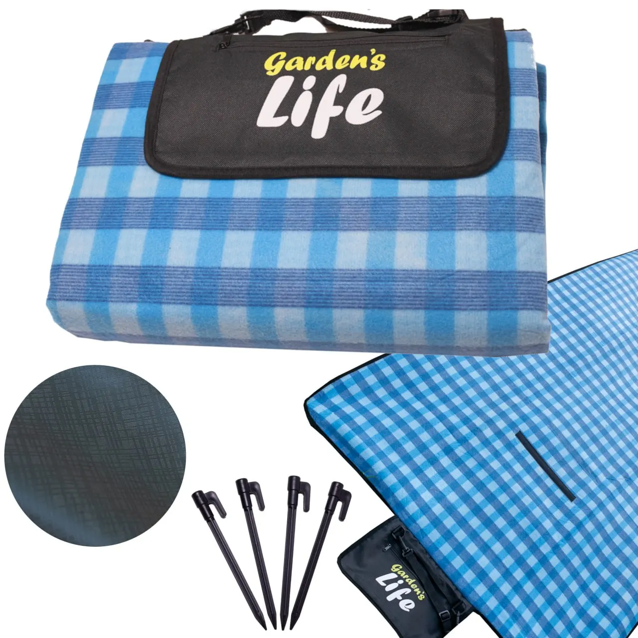 Premium Blauwe Picknickdeken 200x200 cm XXL Waterdichte Stranddeken Opvouwbare Outdoor Camping Picknickmat Geïsoleerd Grote Familiedeken voor Strand Park Tuin Reizen Wandelen