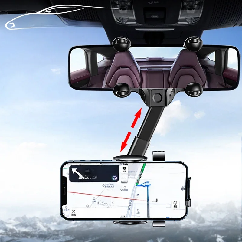 SEAMETAL intérieur voiture rétroviseur support pour téléphone universel support de téléphone portable Clips rotatif à 360 degrés pour la Navigation GPS