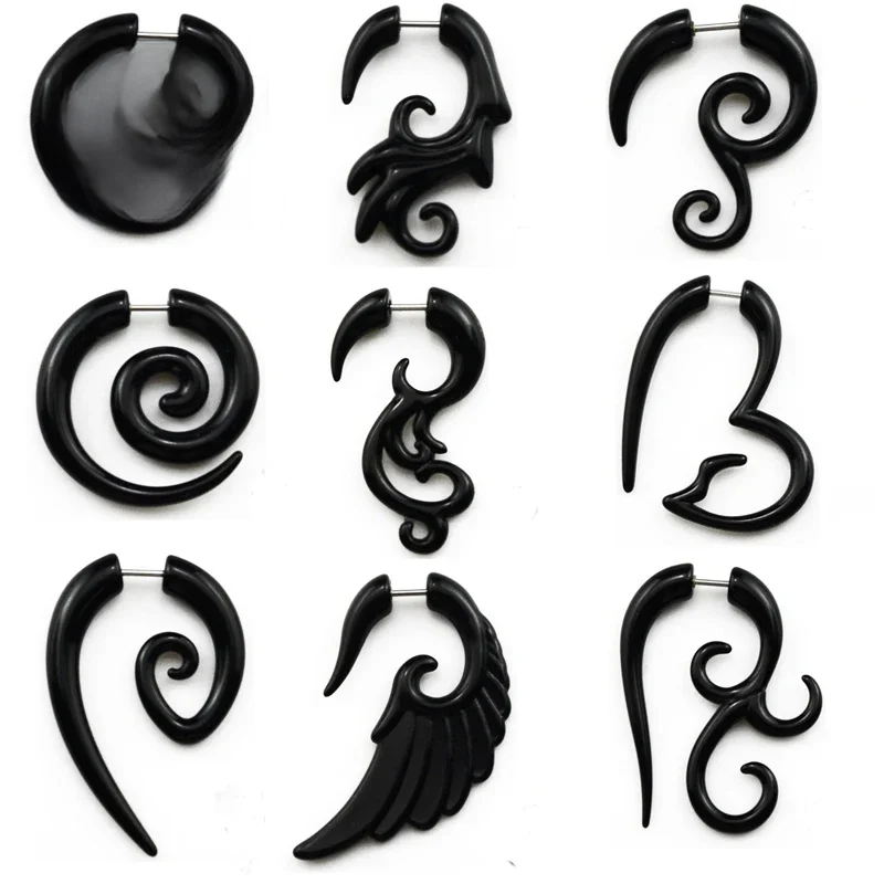 Showlove-2pcs Akrylowy fałszywy oszust Twist Spiral Ear Taper Gauges Expander Kolczyk wtyczka Biżuteria do przekłuwania ciała — zdjęcie 2