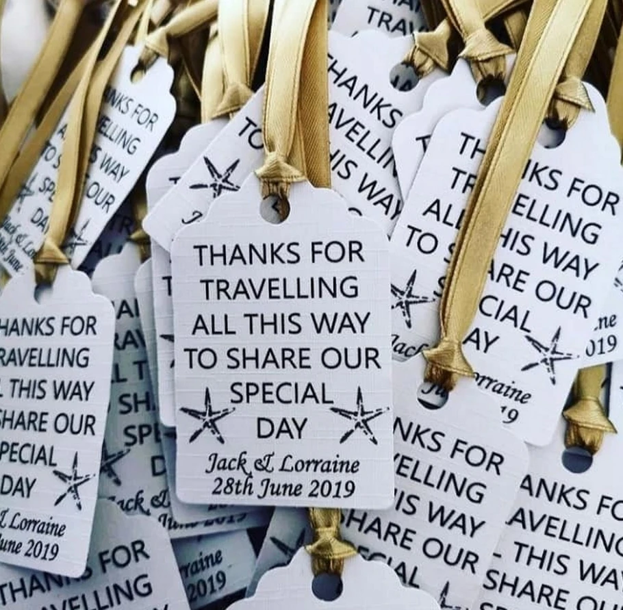 

50pcs Personalised destination wedding favour tags with starfish-any wording and any colours starfish tags