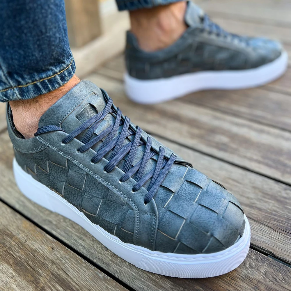 

FOH Store Sneakers for Men GRAY Artificial Leather 2023 Spring Autumn Casual Lace Up Fashion Shoes High Base Sport Comfortable Light Vulcanized Daily Original Canvas Odorless Orthopedic Suits Office Wedding 209