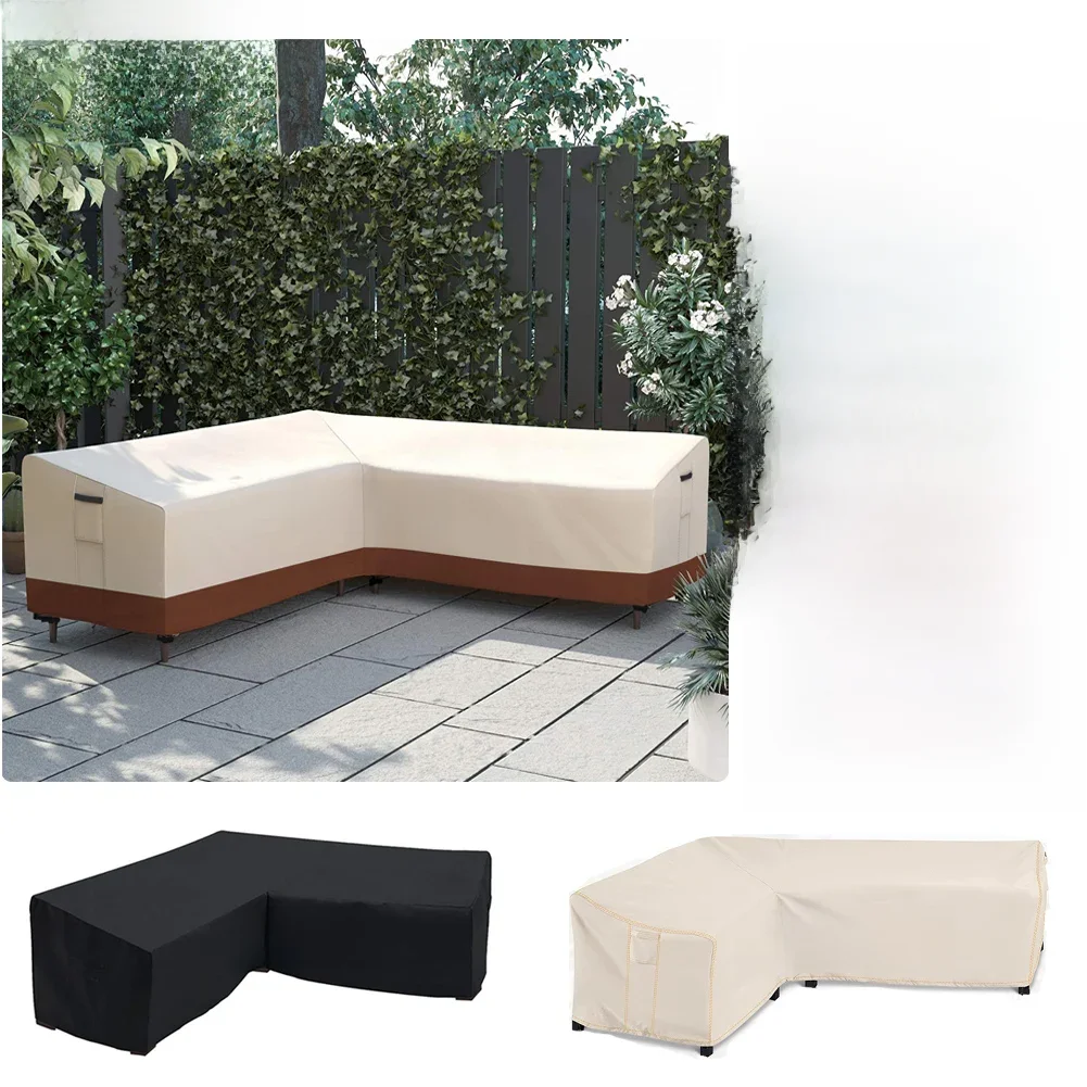 Outdoor L-vorm hoekbank hoes waterdichte rotan hoekmeubelhoes V-vorm bank tafel stoel regen beschermende stofhoezen - afbeelding 2