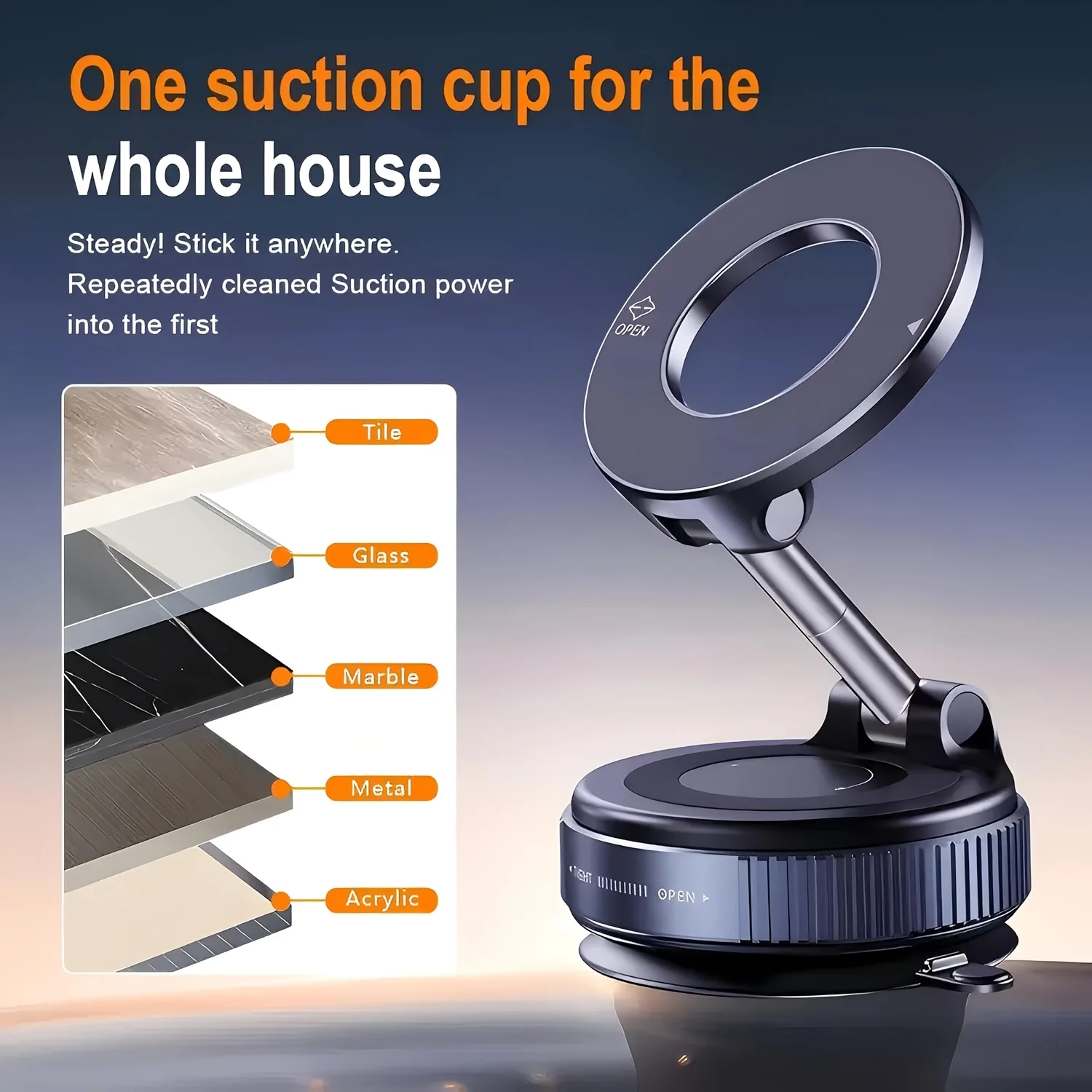 360 ° Adjustable Magnetic Mobile Phone Holder, Suitable for Car/gym/mirror/smooth Surface/bathroom Mirror, Portable Folding Car Phone Holder, Compatible with All Smart Phones And Models, Foldable Design, Used By Drivers