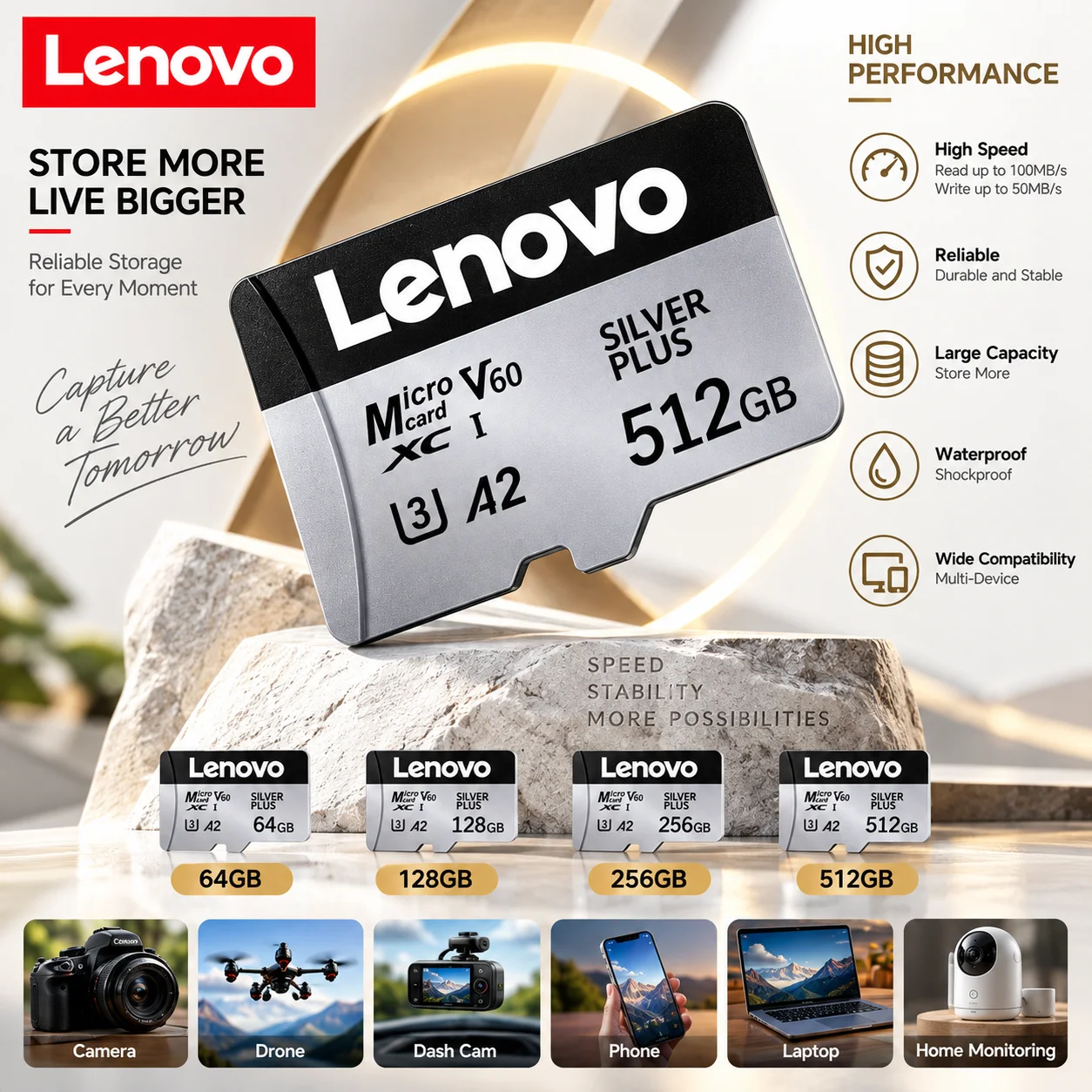 Original Lenovo 1TB High Speed Memory Card 512GB 256GB U3 V60 Micro SD Card TF Flash Cards For Driving Recorder/Phone/Camera