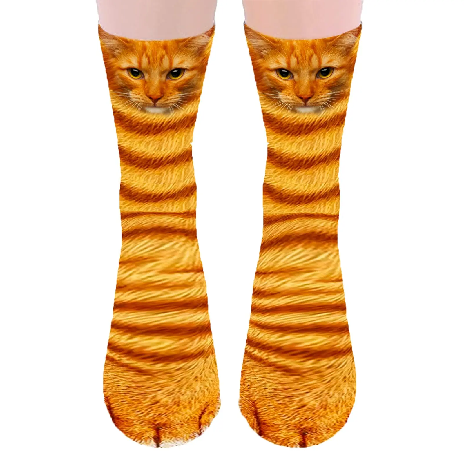 Funny Animal Paw Socks,1 Pair Crazy Novelty Cat Claw Socks Christmas Stocking Stuffers,3D Newest Cat Orange Paw Socks