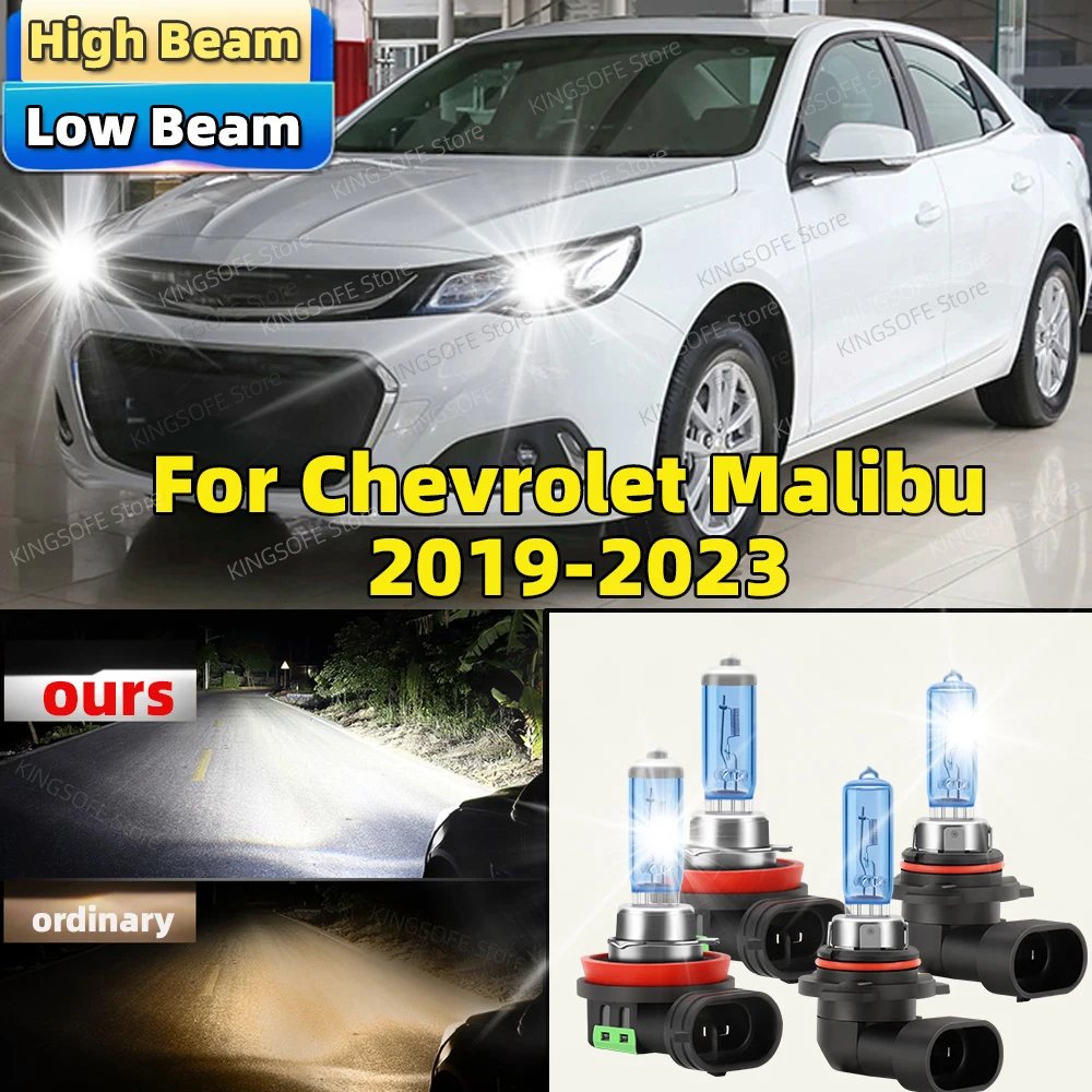 4Pcs Car Headlight HB3 H11 High Low Beam 100W Halogen Canbus 6500K For Chevrolet Malibu 2019 2020 2021 2022 2023 Front Bulbs