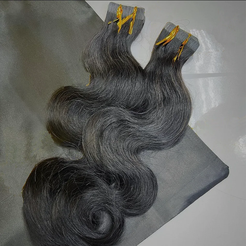 

20 шт., невидимая лента для наращивания волос, настоящие человеческие волосы, клейкая лента с утком кожи в наращивании для женщин, 14-24 дюйма