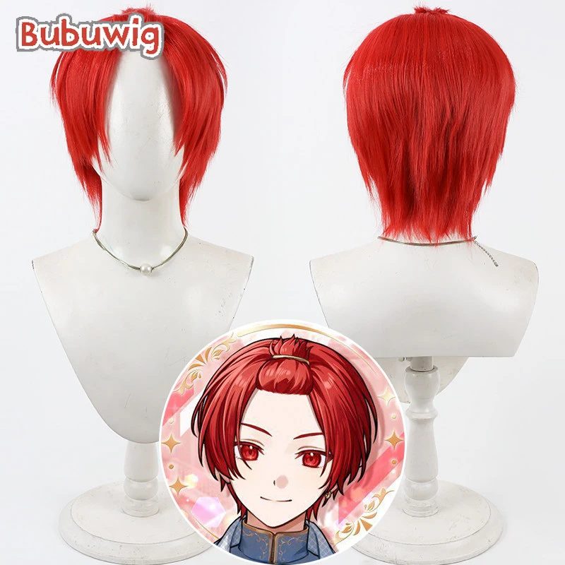 

Bubuwig Synthetic Hair Liura Cosplay Wigs Virtual YouTuber Ireis Liura Halloween 30cm Short Straight Red Wig Heat Resistant