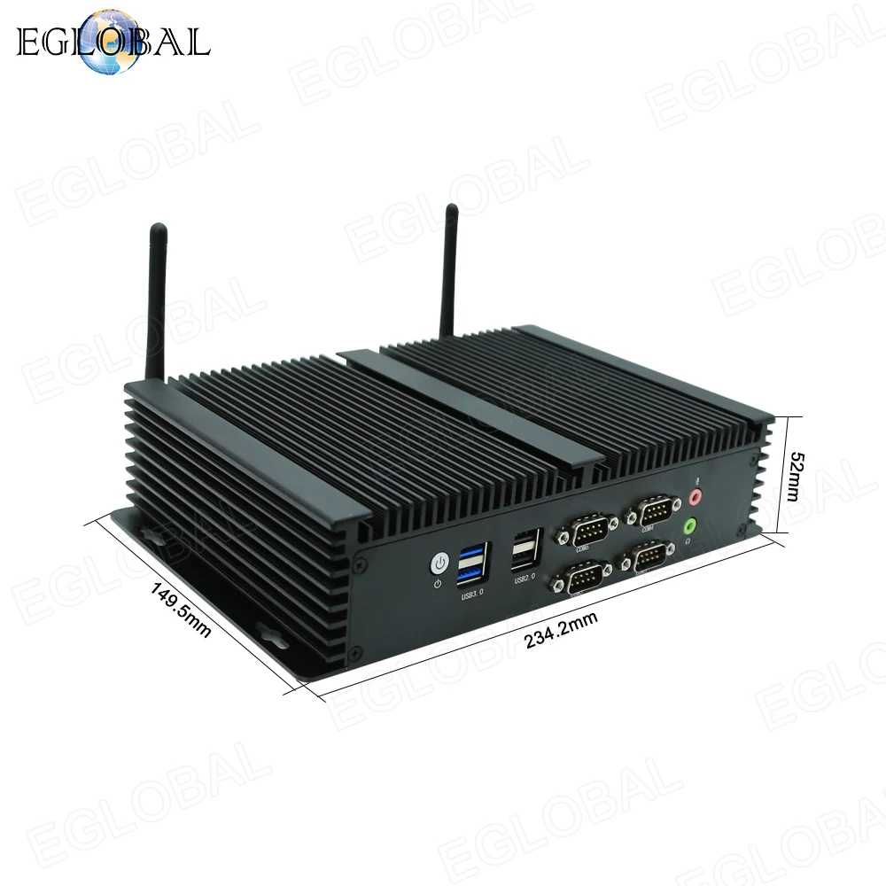 Eglobal industriel sans ventilateur Mini PC Computor Core i5 i7-4578u 2xIntel i211 2.5G LANs 6COM VGA HDMI client léger petit Deskmedicents