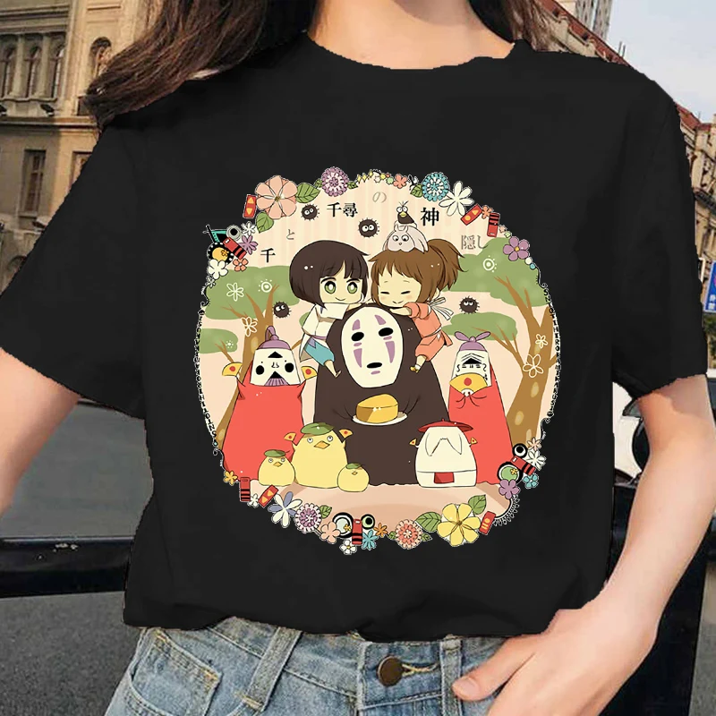 (Miniso) Hot Ghibli the Totoro Cotton T-shirt Y2k Tees Kid T-shirt Top Men Cotton T-shirt Top Summer Women T-Shirt Men Clothing