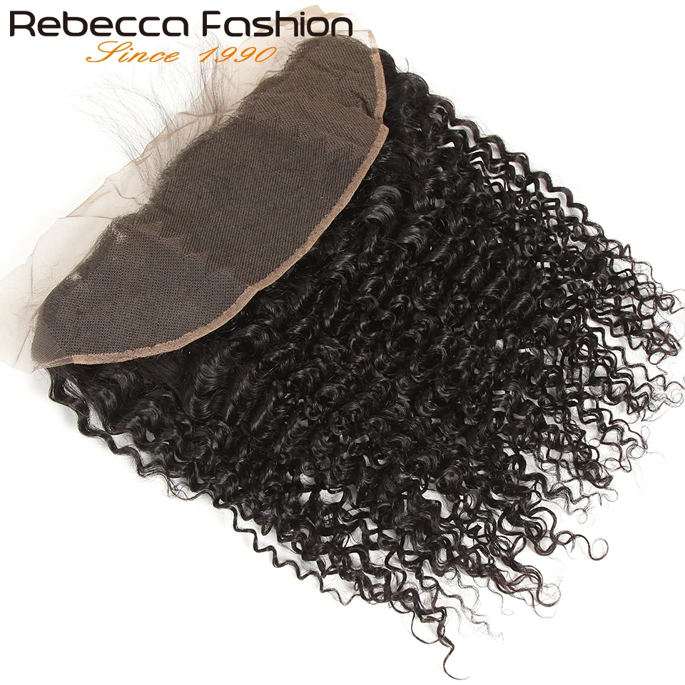 Encerramento Frontal Kinky Curly Lace, Cabelo Humano Brasileiro Pré-Arrancado, Orelha a Orelha, 13x4, 180D