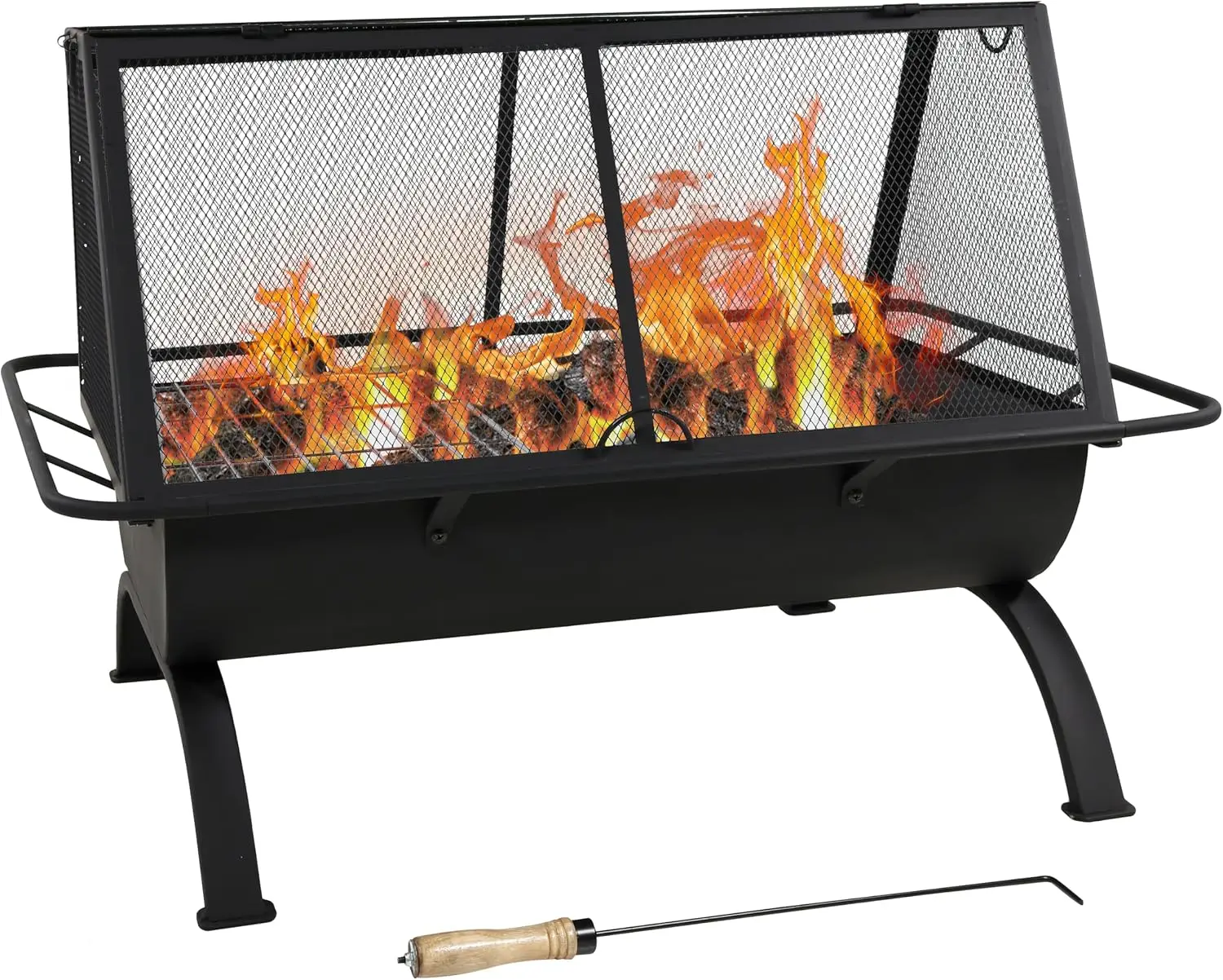 Northland Rectangle Fire Pit with Grill, Heavy Duty Steel, 36