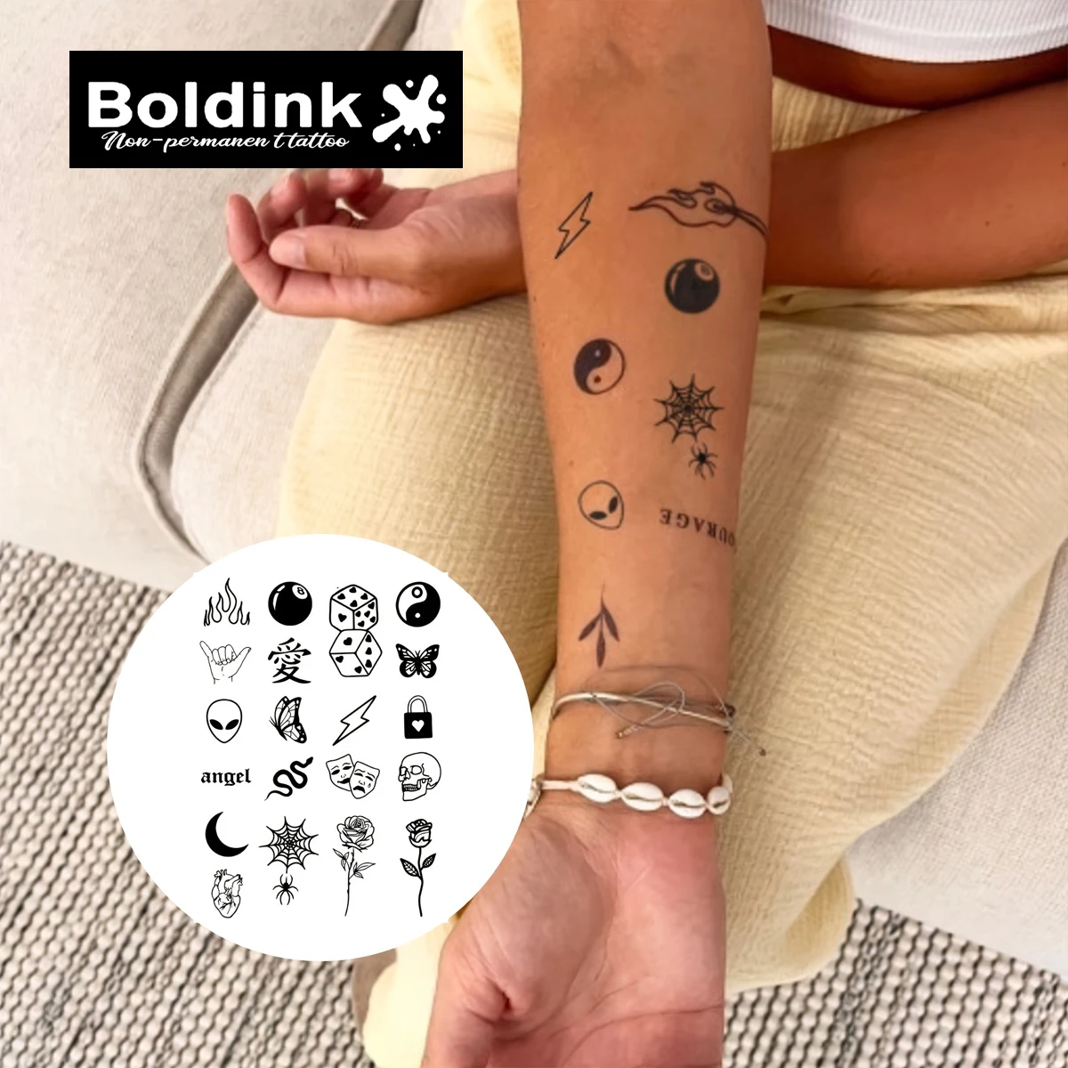 Spider web and other Halloween patterns Temporary Tattoo,Lasts To 15 Days New Technology Magic Waterproof Semi Permanent Sticker