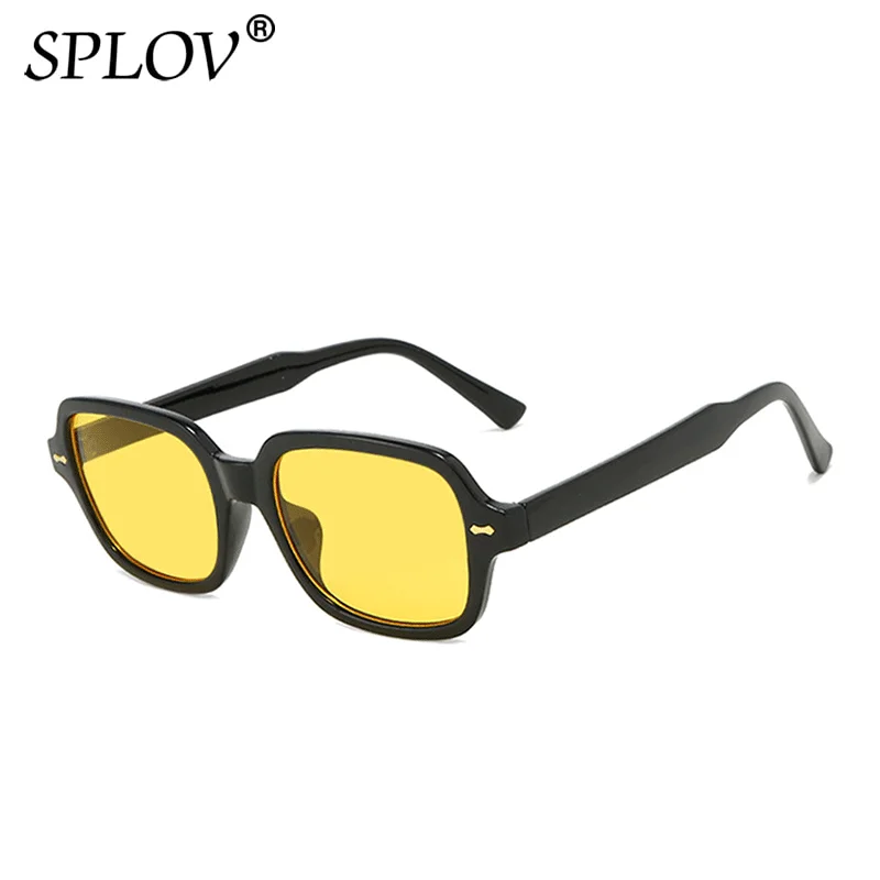 Luxury Brand Small Rectangle Sunglasses Women Men Vintage Sun Glass Black Yellow Anti Blue Light Shades Clear Glasses UV400