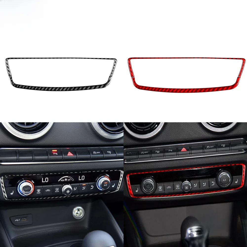 Real Carbon Fiber Auto Klimaanlage Knopf Trim Rahmen Für Audi A3 S3 RS3 8V 2013 2014 2015 2016 2017