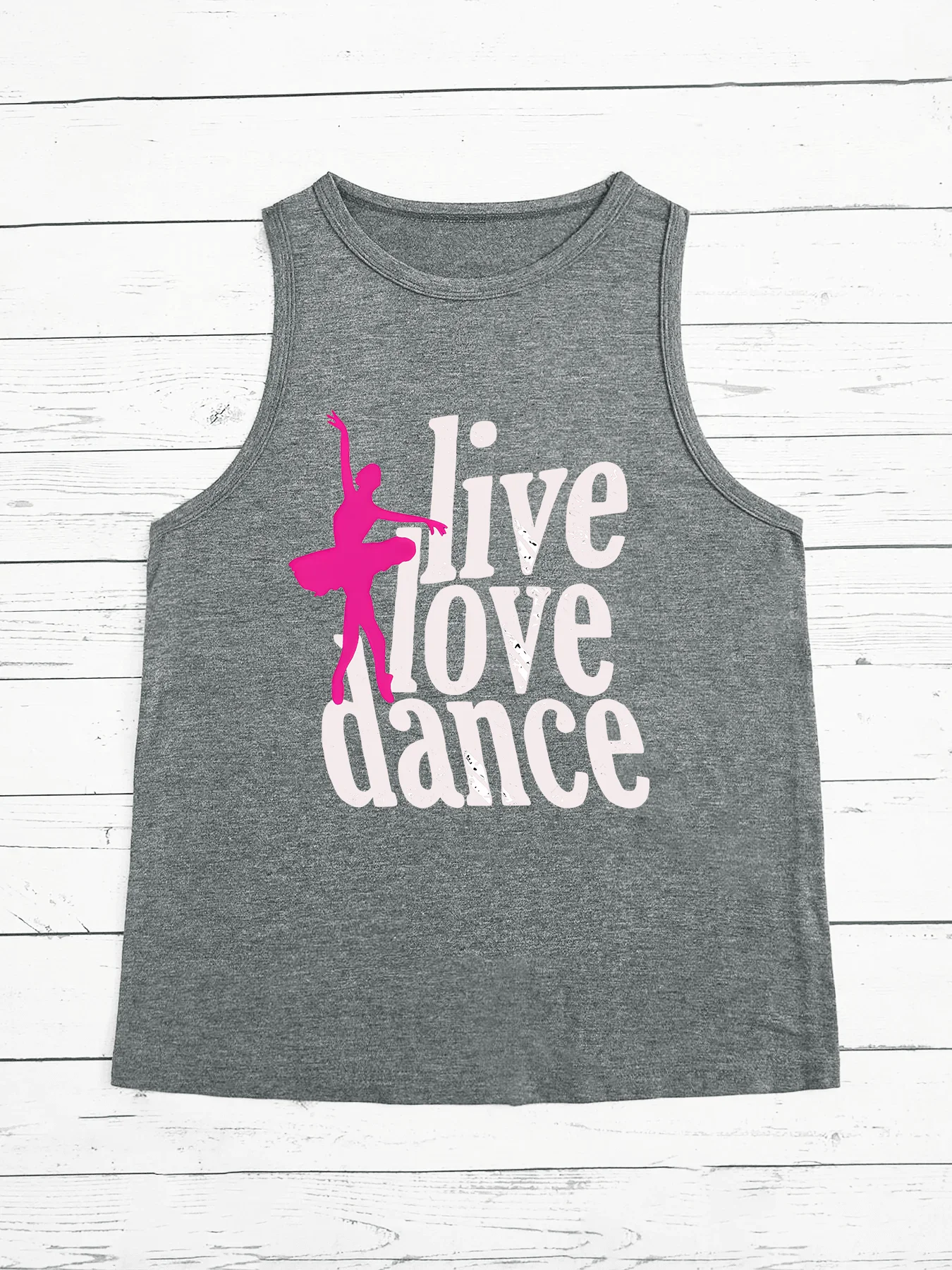 Live Love Dance-Haut précieux à col rond pour femme, haut en fibre, lettre de sécurité, vêtements décontractés