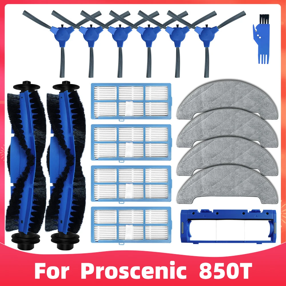 متوافق مع Proscenic 850T / 850P مجموعة قطع غيار واكسسوارات لمكنسة الروبوت، فرشاة جانبية، فلتر هيبا، قماش للممسحة.