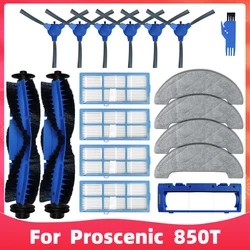 Compatible con Proscenic 850T / 850P Juego de accesorios de repuesto para aspiradora robot, Cepillo lateral, Filtro Hepa, Paño de limpieza para mopa.