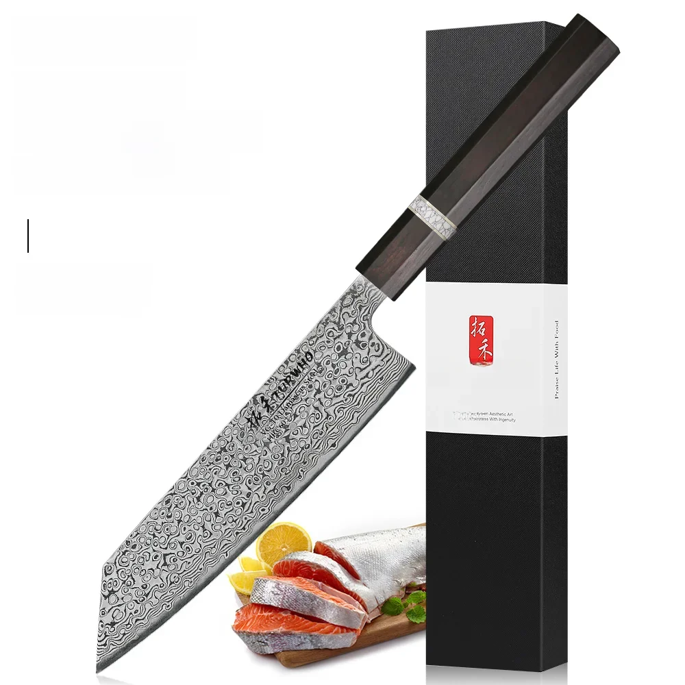 TURWHO 7 Cal noże Kiritsuke japońska ręcznie kuta stal damasceńska profesjonalny nóż szefa kuchni tasak do sashimi kuchenne narzędzia kuchenne — zdjęcie 2