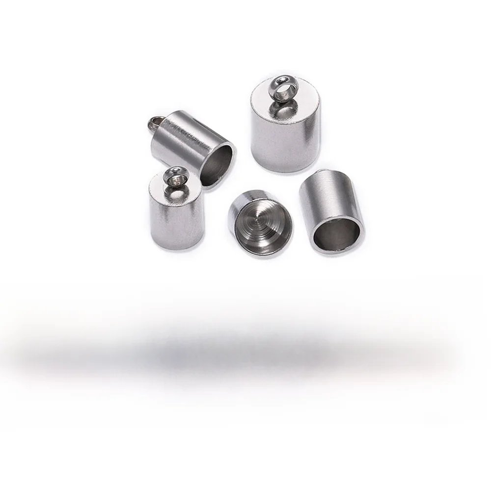 10szt/lot Końcówka ze stali nierdzewnej Dopasuj 2 3 4 5 6 7 8 10mm Końcówka skórzanej sznurka z frędzlami do tworzenia biżuterii Bransoletka DIY — zdjęcie 2