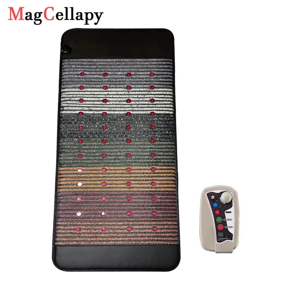 

PEMF Red Light Therapy Massage Mattress 190CM - Natural Crystal Mineral Heated Cushion for Back Pain Relief Far Infrared