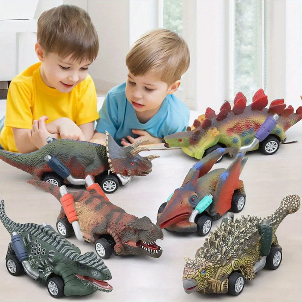 Dinosaur Toy Pull Back Car, 6 Pack Dinosaur Toys for 3 Year Old Boys Pull Back Toy Car, Dinosaur Gift with Tyrannosaurus Rex