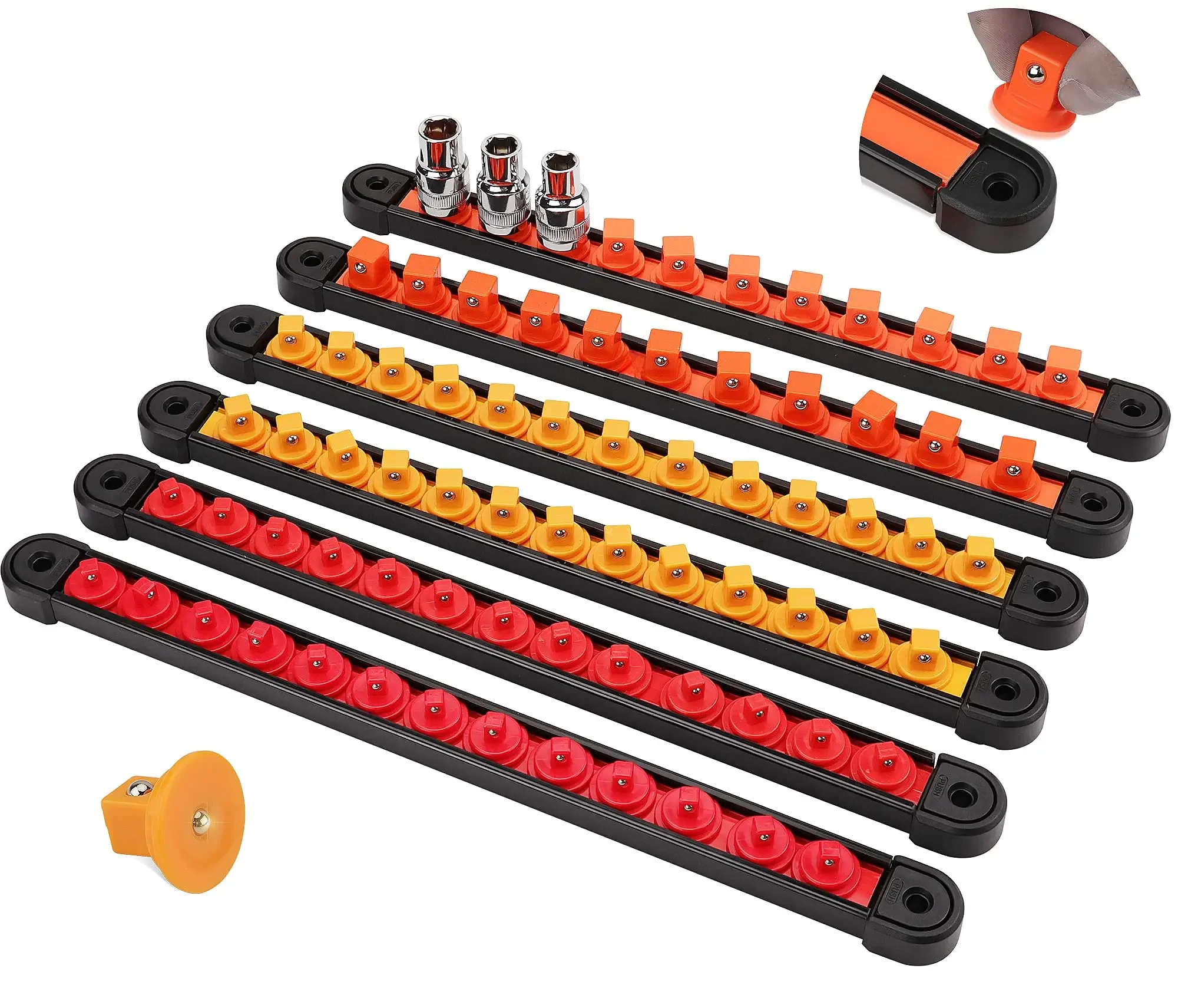 ABS Socket Organizer, 1/4 inch 3/8 inch 1/2 inch, 360 °   Draaibare contactdozenhouders van topkwaliteit - afbeelding 2