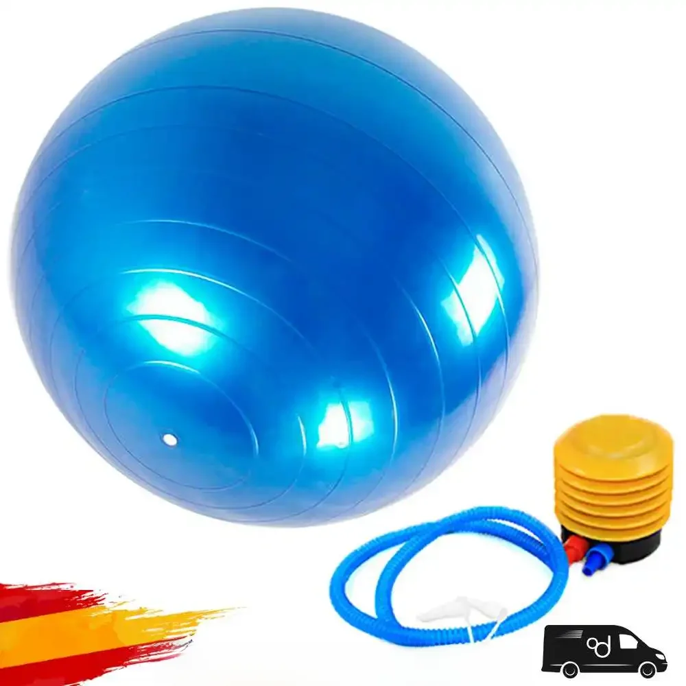Bola azul de borracha para ioga, pilates, 65cm, treinamento, academia, fitness, exercícios + bomba