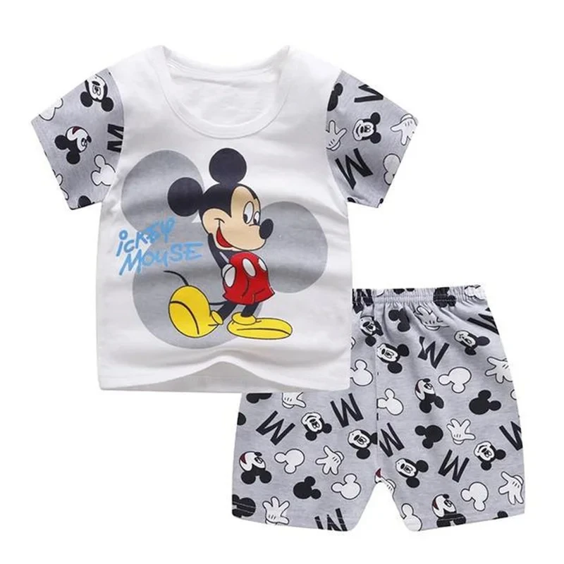 Disney Mickey Winnie the Pooh Casual Fashion Kids Summer T-Shirt 2-Piece Boys and Girls Sportswear Kids/Adult Streetwear