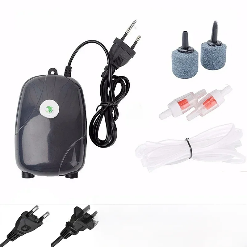 Pompa powietrza do akwarium Mini kompresor Pojedynczy podwójny wylot z zaworem zwrotnym Akcesoria wodne 220V 3W 5W — zdjęcie 2