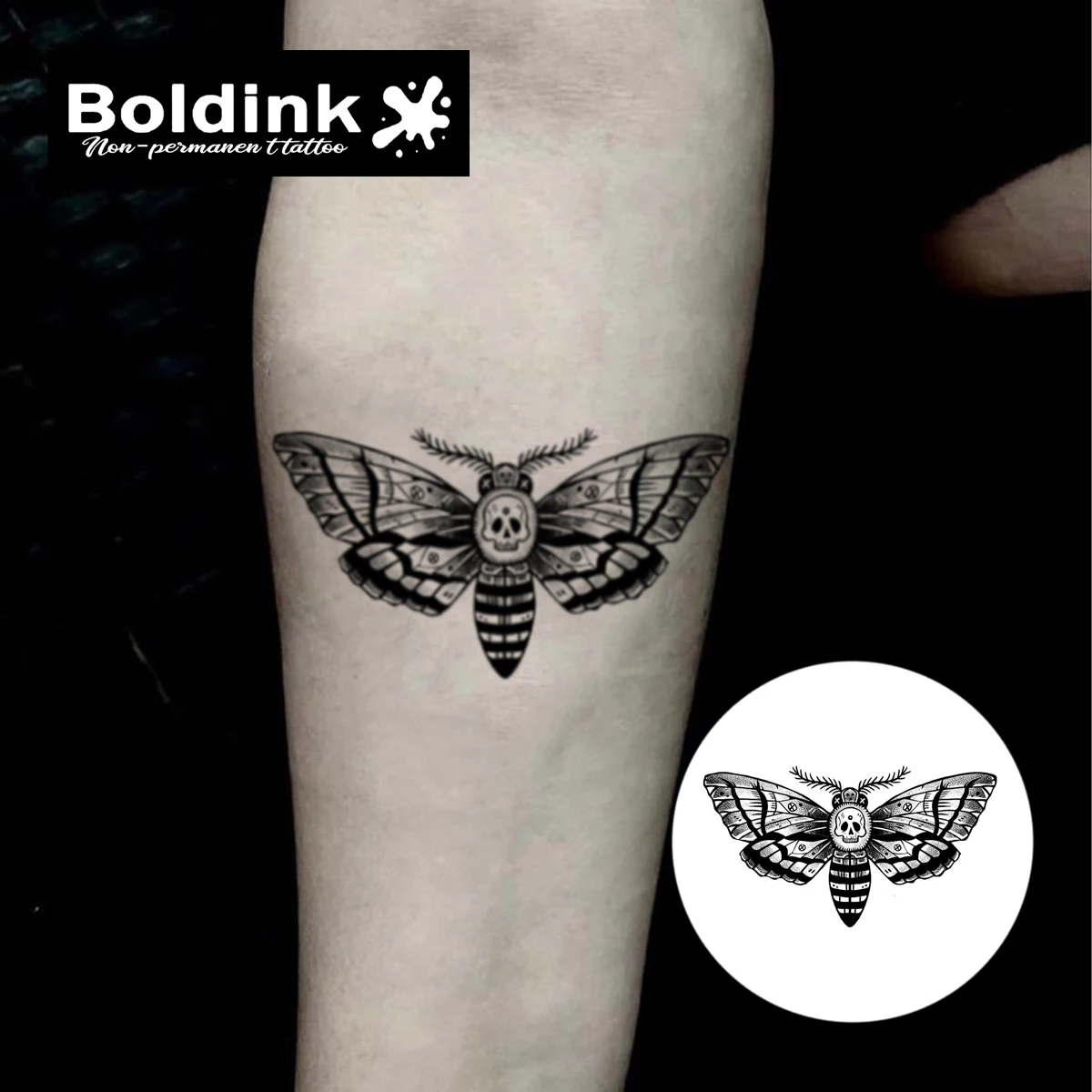 Halloween Moth Temporary Tattoo,Lasts To 15 Days New Technology Magic Waterproof Semi Permanent Sticker.