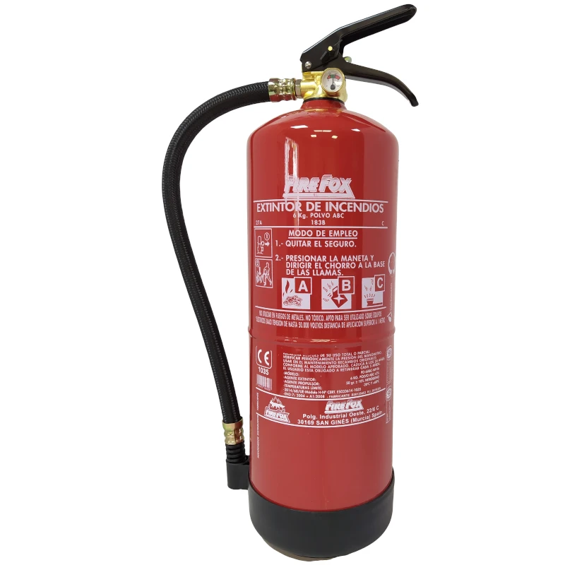 6 KG ABC powder extinguisher efficiency 27A-183B-C for transport vehicles up to 23 seats or things up to 7000Kg.