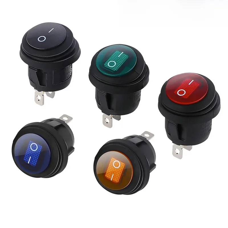 1 peça liga/desliga spst redondo à prova d'água barco led rocker switchlight 12v 220v botão